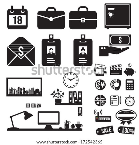 Office icons set, vector format