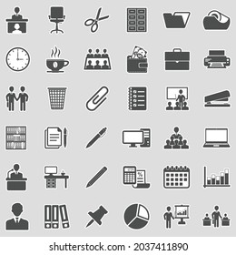 Office Icons. Sticker Design. Vector Illustration.