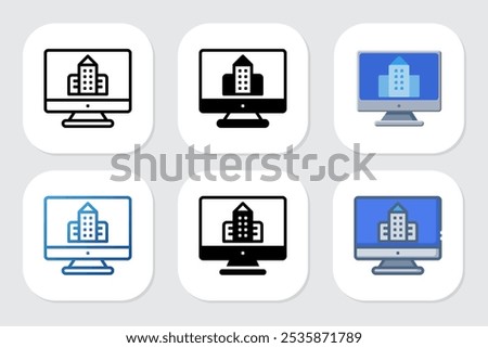 office icons with various design styles