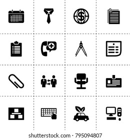 Office icons. vector collection filled office icons. includes symbols such as planning, businessmen communication, tie, paper clip. use for web, mobile and ui design.