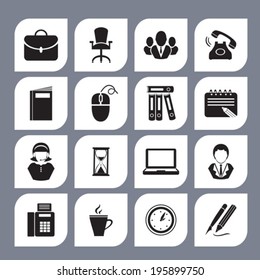  Office icons. Vector. EPS-10 (non transparent elements, non gradient).