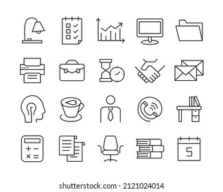Office Icons - Vector Line Icons. Editable Stroke. Vector Graphic