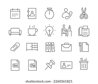 Office Icons - Vector Line. Editable Stroke.