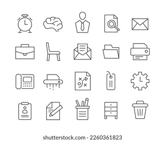 Office Icons - Vector Line. Editable Stroke.