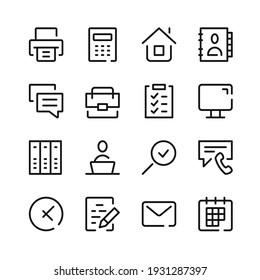 Office icons. Vector line icons. Simple outline symbols set