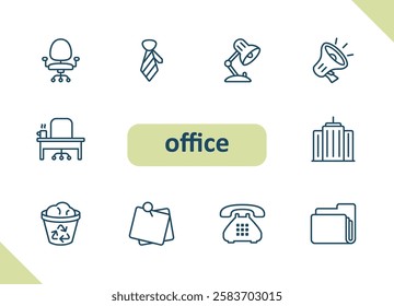Office icons. Workplace, career, job vector icon set