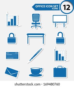 Office icons,Blue version,vector
