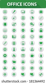 Office icons,Green buttons,vector