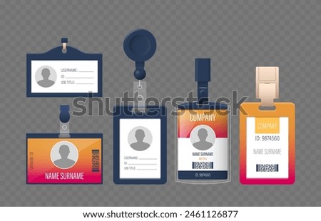 Office Id Badges In Various Colors And Designs, Featuring Lanyards, Retractable Clips, And Customizable Fields
