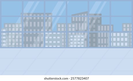 Office illustration with city view. Buildings that can be seen out of the window. vector wallpaper image