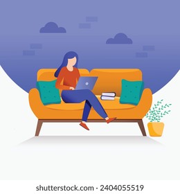 ilustraciones de oficina, trabajo desde instalación doméstica, interior, vector de ilustración de trabajo 