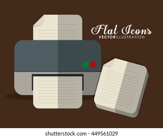 Office instrument concept represented by print and document icon. Colorfull and Flat illustration. 