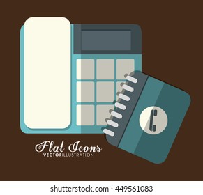 Office instrument concept represented by phone icon. Colorfull and Flat illustration. 
