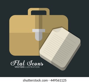 Office instrument concept represented by suitcase and document icon. Colorfull and Flat illustration. 