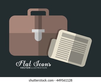 Office instrument concept represented by suitcase and document icon. Colorfull and Flat illustration. 