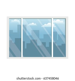 office interior and building city sky view