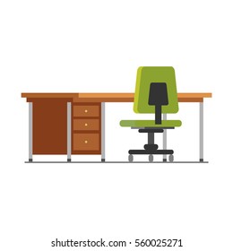 Office interior, business workspace in the office. Workplace. Flat design vector illustration. 