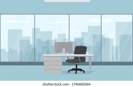 Office interior with computer.,Vector illustration.