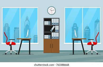 Office Interior Concept Modern Business Workspace Stock Illustration ...