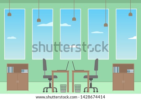 Office interior. Co-working space. Vector illustration.