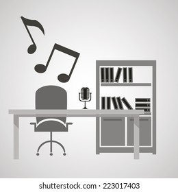 Office interior design over color background