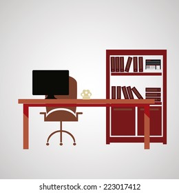 Office interior design over color background