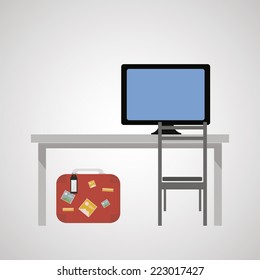 Office interior design over color background