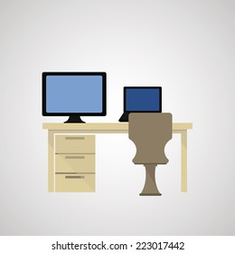 Office interior design over color background