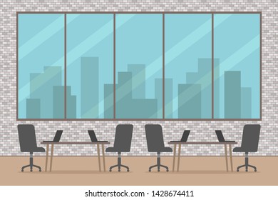 Office interior. Empty meeting room. Vector illustration.