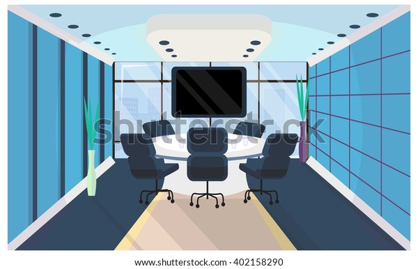 Office Interior Flat Style Meeting Room Stock Vector
