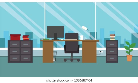Office interior. flat vector illustration .