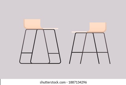 office interior furniture elements horizontal flat vector illustration