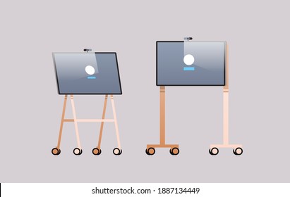 office interior furniture elements horizontal flat vector illustration