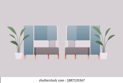 office interior furniture elements horizontal flat vector illustration