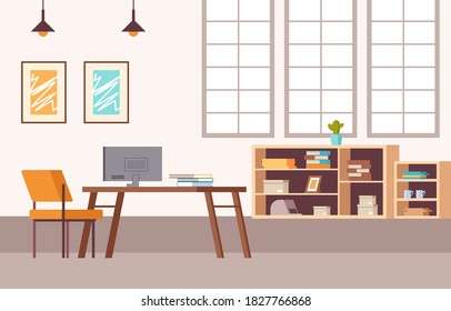 Office interior furniture workplace concept. Vector flat graphic design illustration