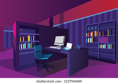 office interior modern center creative workplace. Home office interior, room for working with pc
