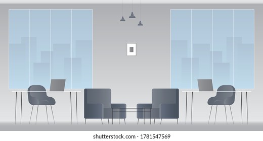 Office interior in modern minimalistic style. Vector illustration.