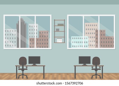 Office interior. No people. Vector illustration.