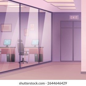 Office interior. open space workplaces. vector background of business center