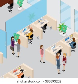 Office Interior People 3d Isometric 260nw 385893202 