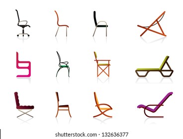 Office, interior, plastic and luxury chairs - vector illustration