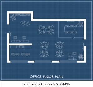 Office interior project top view plan