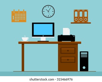 Office interior room. Vector illustration.