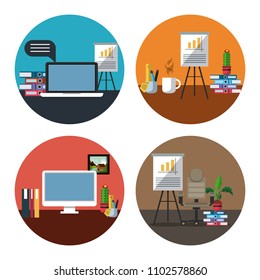 Office interior round symbols