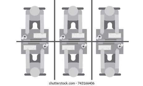 Office interior top view background vector illustration