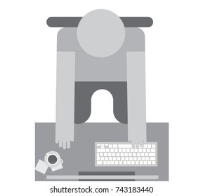 Office interior top view vector illustration