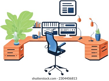 Office interior vector art new