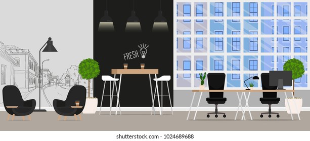 Office interior. Vector illustration.