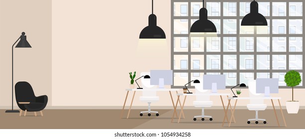 Office interior. Vector illustration.
