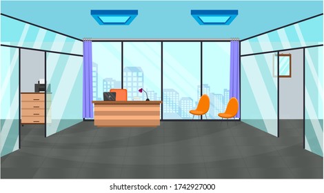 Office Interior Vector Illustration, Editable Source File, Design for Posters, 2D Animation videos, Motion-graphics, Info-graphics